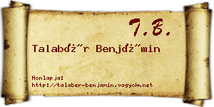 Talabér Benjámin névjegykártya